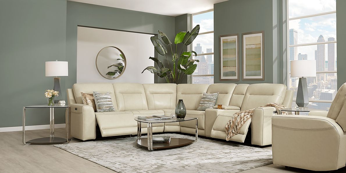 Bargotti Ice Leather 6 Pc Dual Power Reclining Sectional Rooms To Go