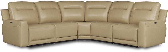 Bargotti Stone Leather 5 Pc Dual Power Reclining Sectional - Thumbnail - Image 1