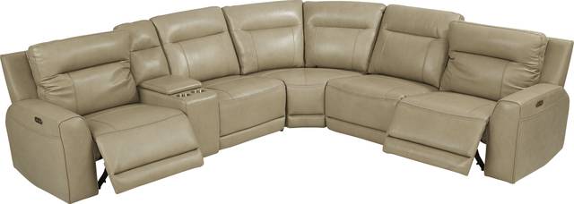 Bargotti Stone Leather 6 Pc Dual Power Reclining Sectional - Thumbnail - Image 3