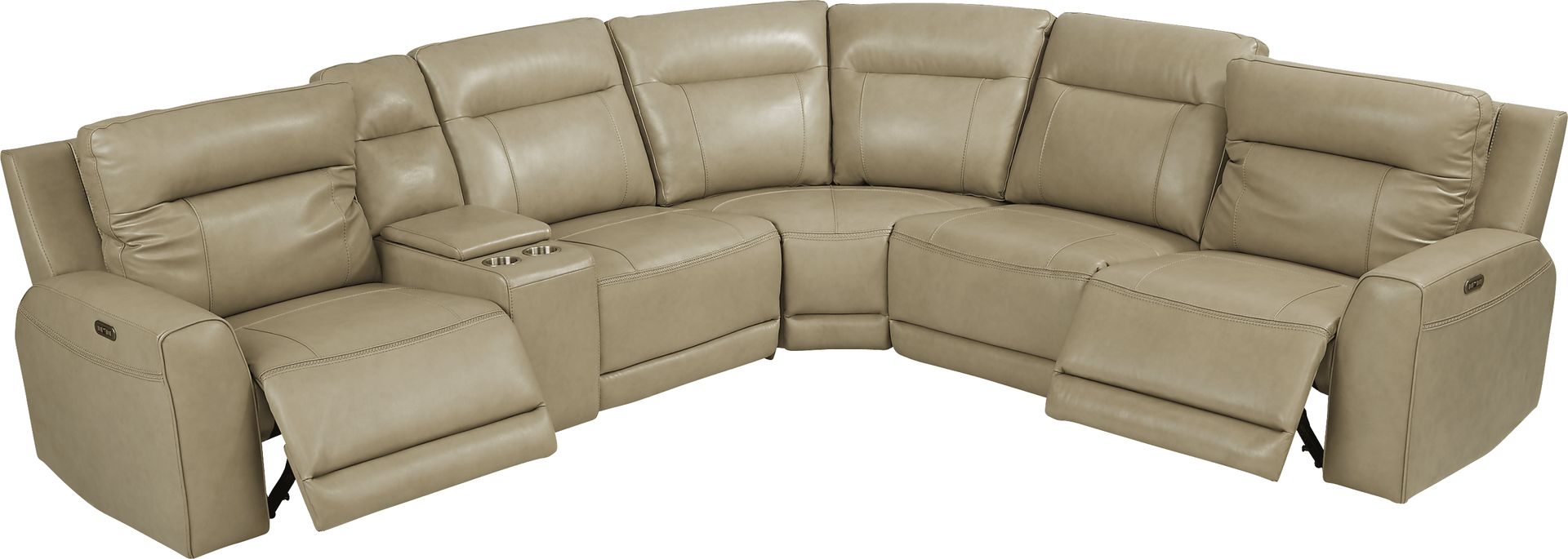Bargotti Stone Leather 6 Pc Dual Power Reclining Sectional - Image 3
