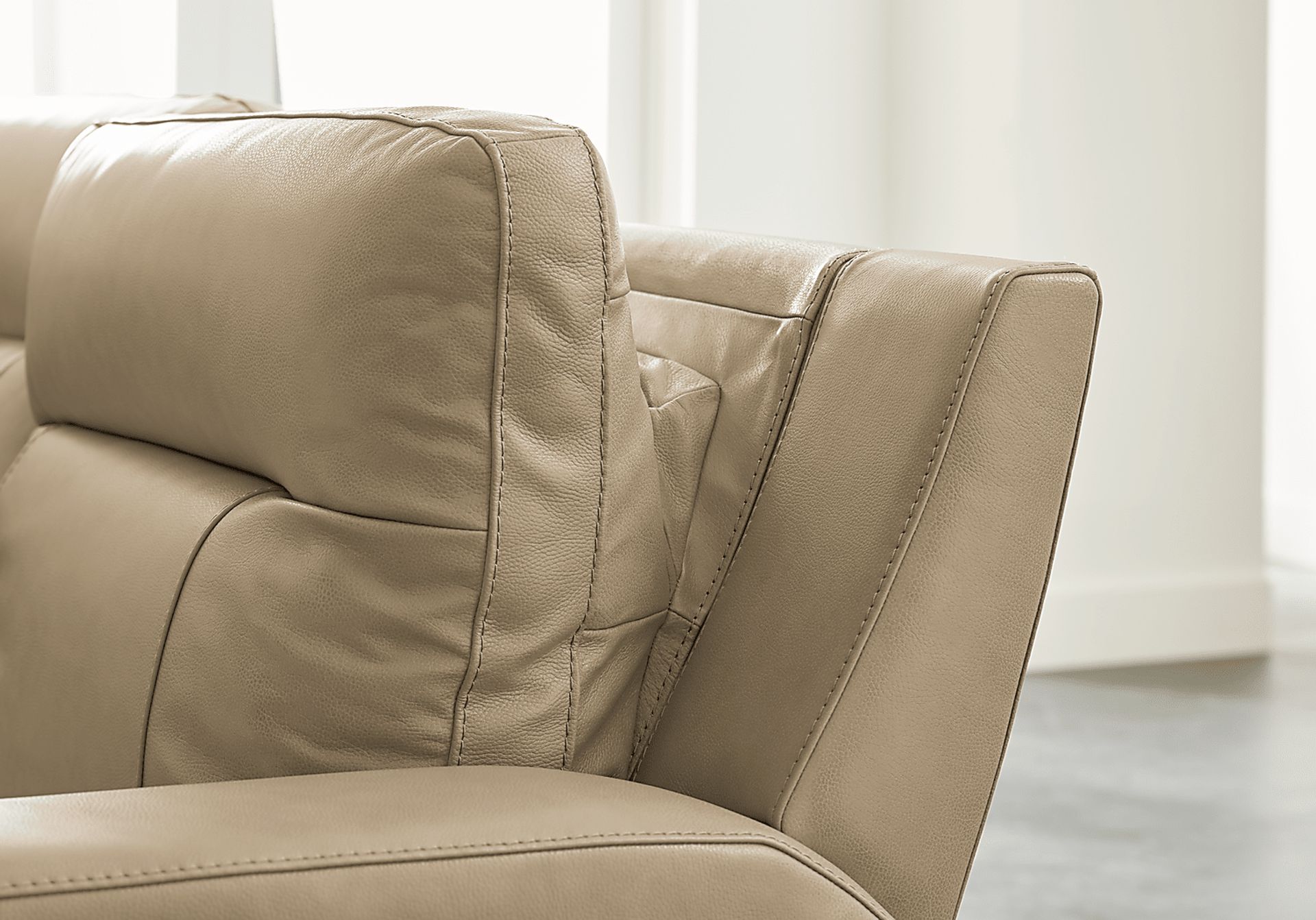 Bargotti Stone Leather 6 Pc Dual Power Reclining Sectional - Image 6
