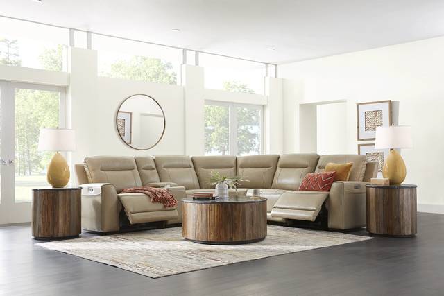 Bargotti Stone Leather 6 Pc Dual Power Reclining Sectional - Thumbnail - Image 2