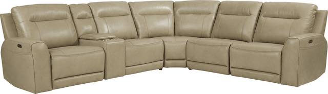 Bargotti Stone Leather 6 Pc Dual Power Reclining Sectional - Thumbnail - Image 1