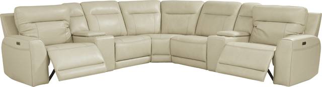 Bargotti Stone Leather 7 Pc Dual Power Reclining Sectional - Thumbnail - Image 1
