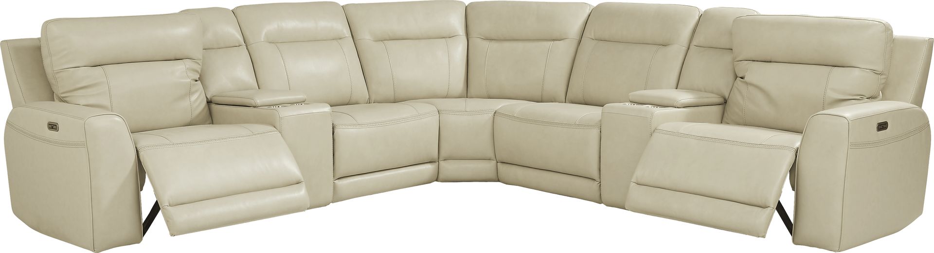 Bargotti Stone Leather 7 Pc Dual Power Reclining Sectional - Image 1