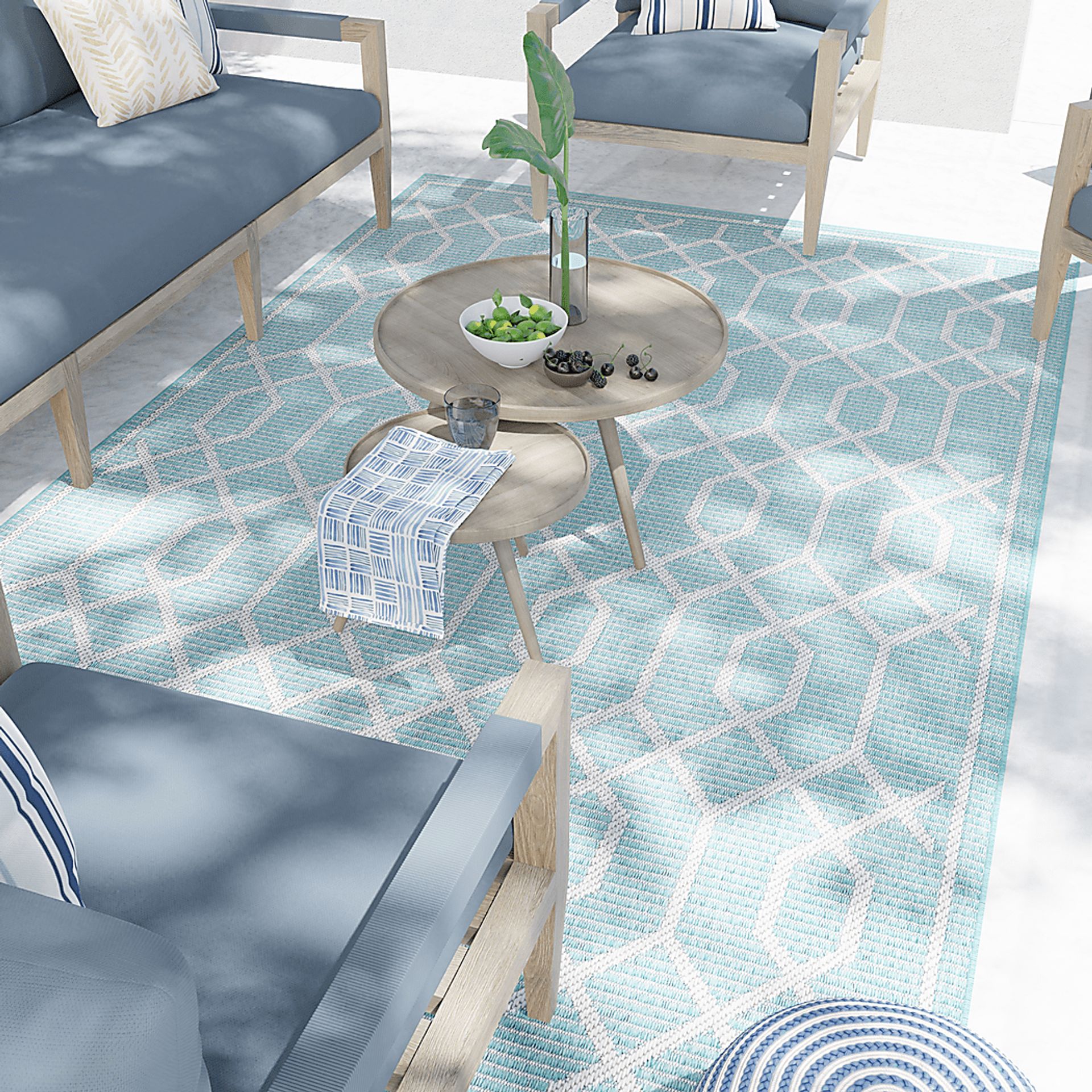 Barika Teal 5'3 x 7' Indoor/Outdoor Rug - Image 3