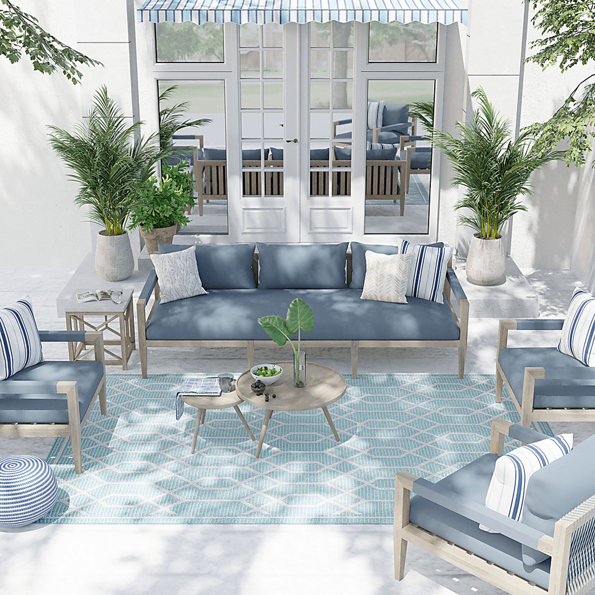 Barika Teal 5'3 x 7' Indoor/Outdoor Rug - Image 4