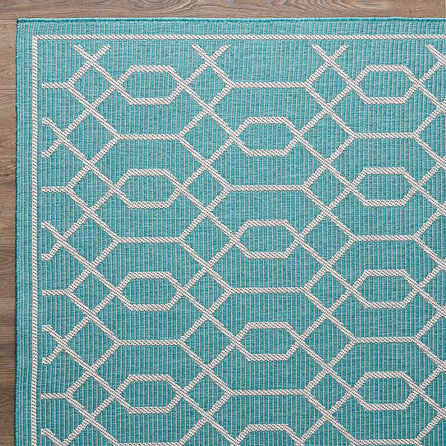 Barika Teal 5'3 x 7' Indoor/Outdoor Rug - Thumbnail - Image 6