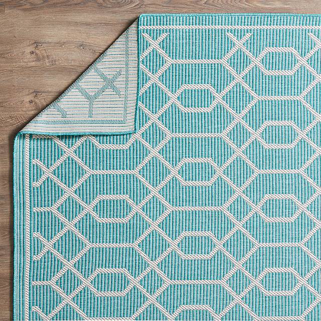 Barika Teal 5'3 x 7' Indoor/Outdoor Rug - Thumbnail - Image 9