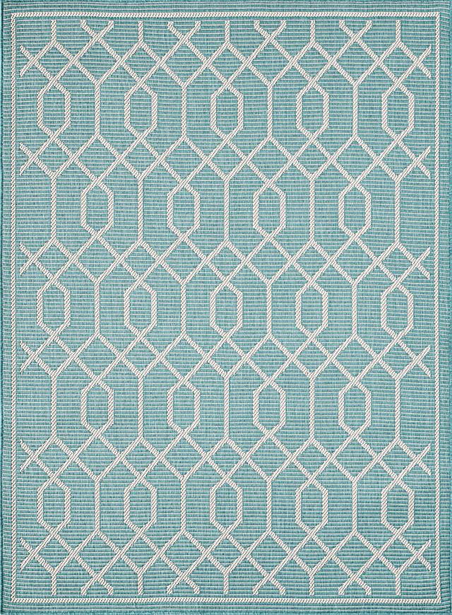 Barika Teal 5'3 x 7' Indoor/Outdoor Rug - Thumbnail - Image 1