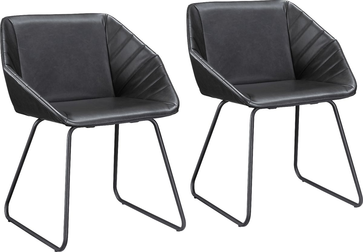 Barliff Black Black,Colors Polyurethane Fabric Dining Chair Set Of 2 Rooms to Go