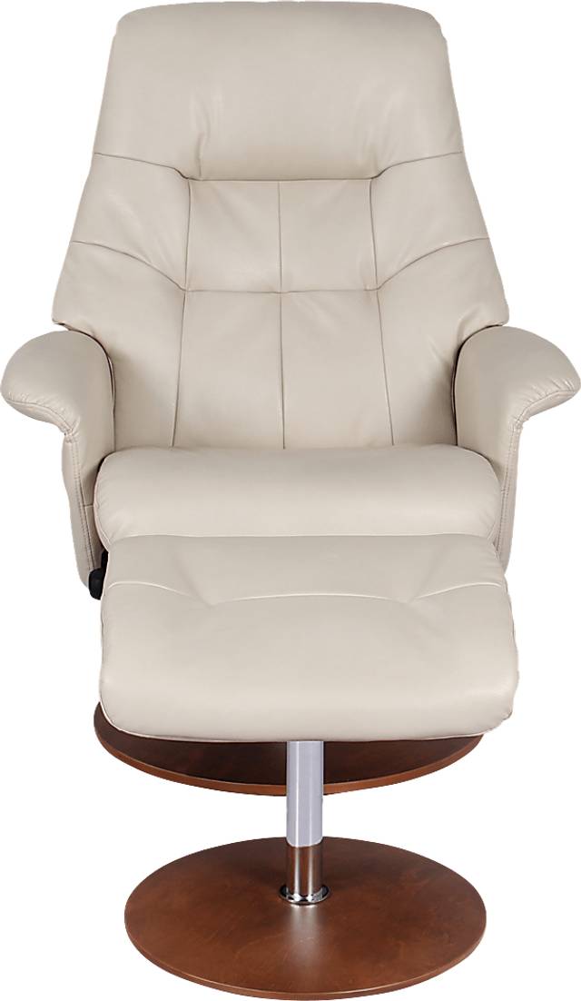 Barmot Beige Recliner & Ottoman - Thumbnail - Image 2