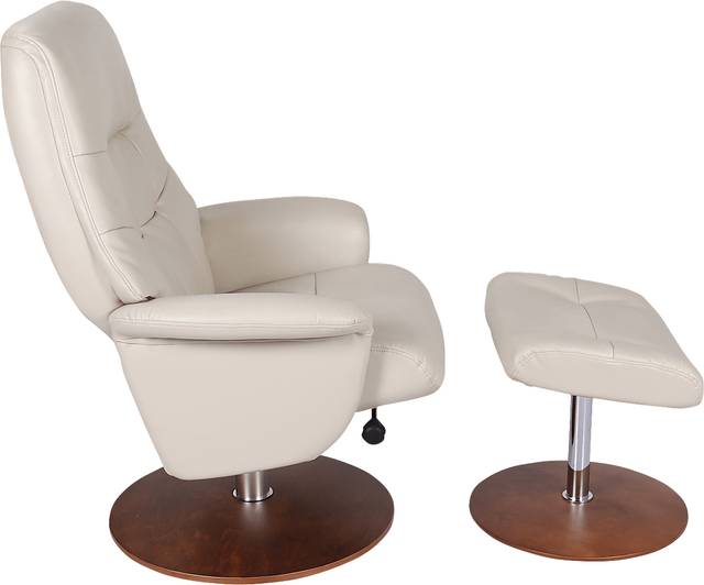 Barmot Beige Recliner & Ottoman - Thumbnail - Image 3
