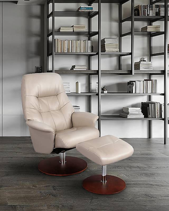 Barmot Beige Recliner & Ottoman - Thumbnail - Image 4