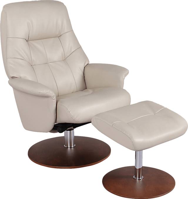 Barmot Beige Recliner & Ottoman - Thumbnail - Image 1