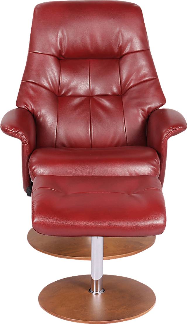 Barmot Red Recliner & Ottoman - Thumbnail - Image 2