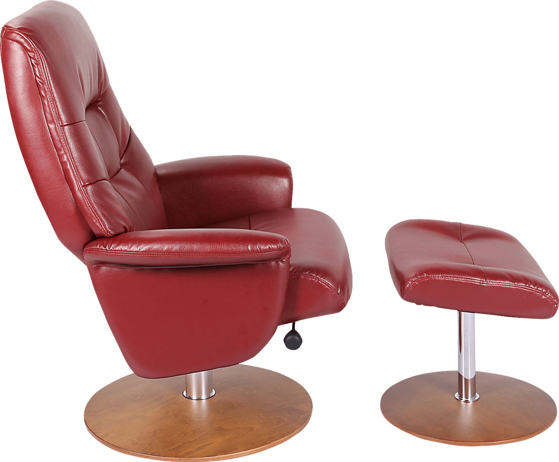 Barmot Red Recliner & Ottoman - Image 3