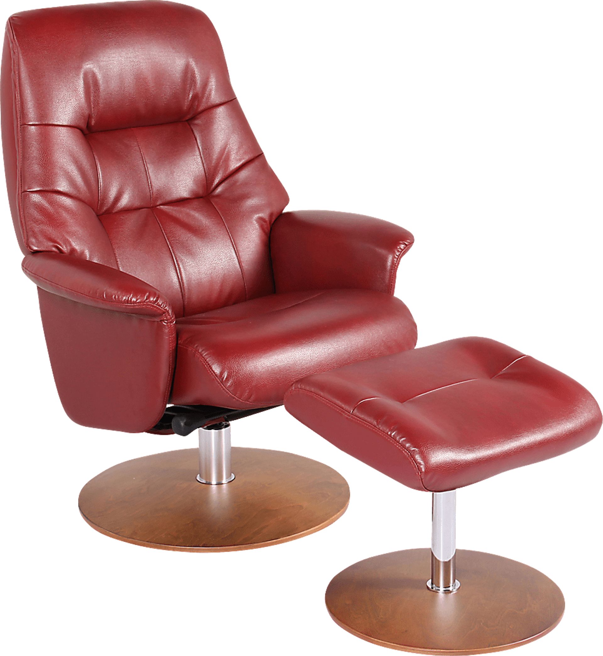 Barmot Red Recliner & Ottoman - Image 1