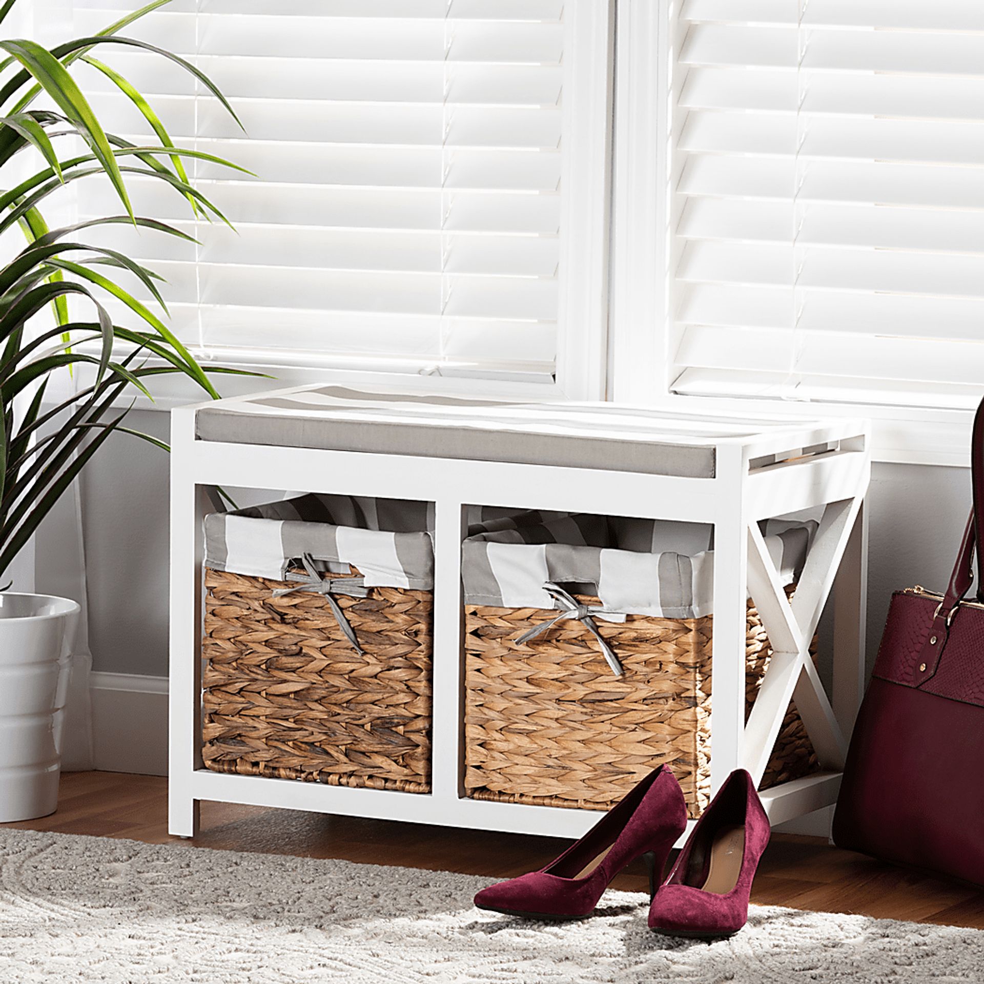 Barnelle White Accent Bench - Image 6