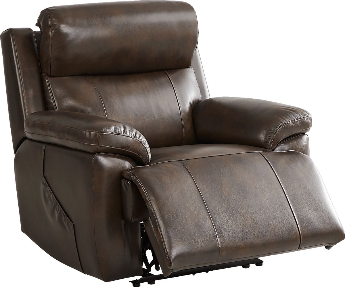 Barolo 3 Pc Brown Leather Triple Power Reclining Living Room Set With ...