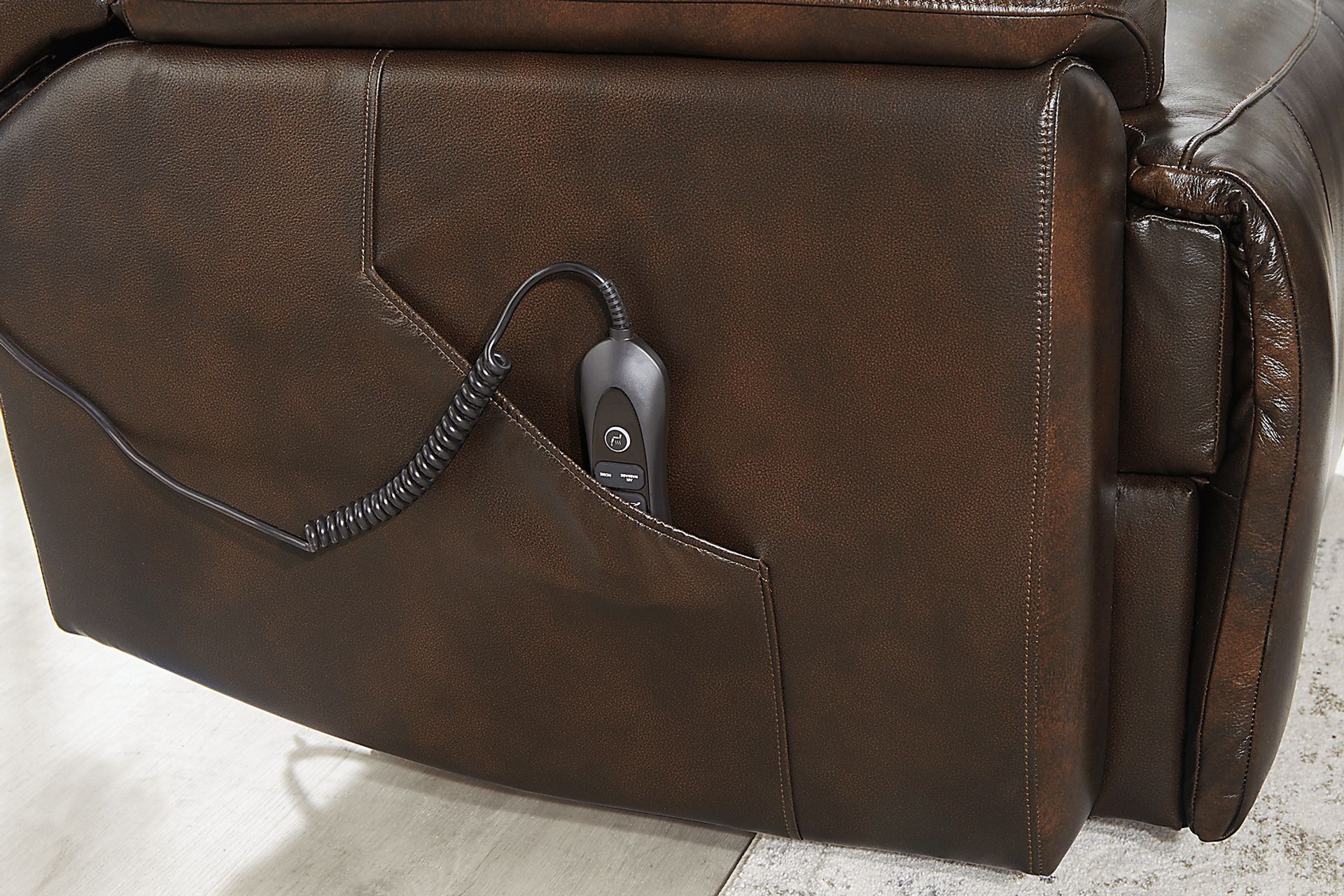 Barolo Brown Leather Triple Power Recliner - Image 5