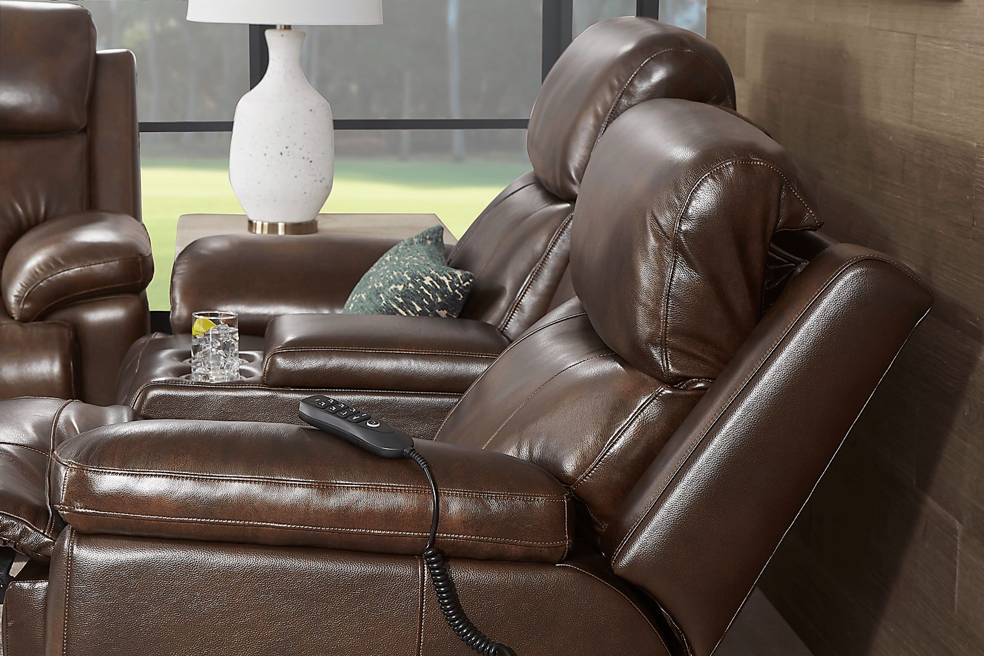 Barolo Brown Leather 5 Pc Triple Power Reclining Living Room with Massage and Heat - Image 16