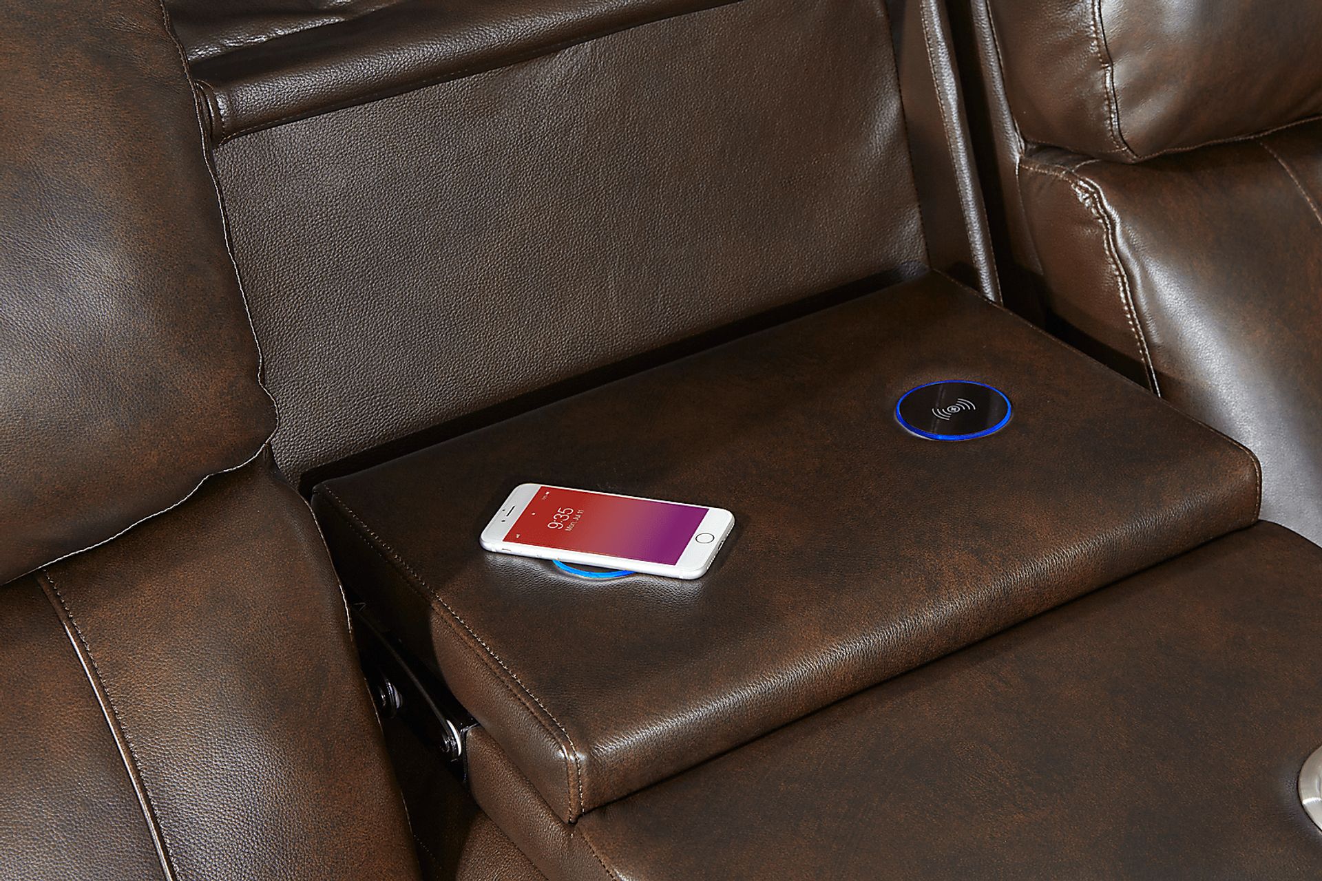 Barolo Brown Leather 5 Pc Triple Power Reclining Living Room with Massage and Heat - Image 7