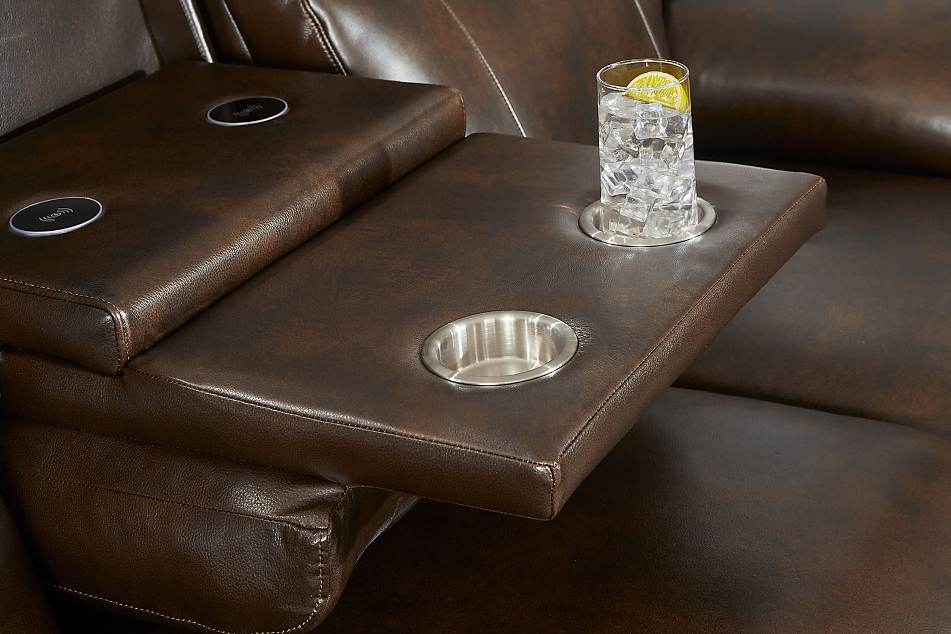 Barolo Brown Leather Triple Power Reclining Sofa - Image 4