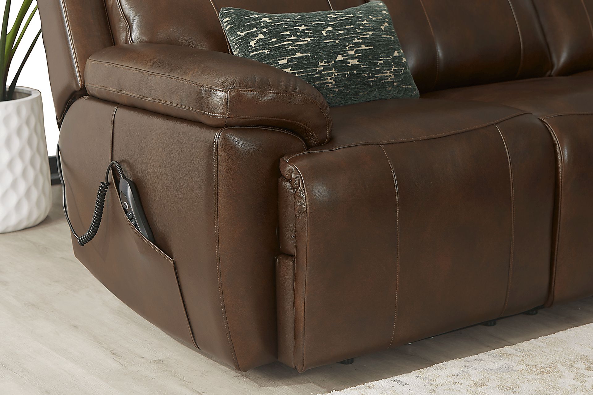 Barolo Brown Leather Triple Power Reclining Sofa - Image 8