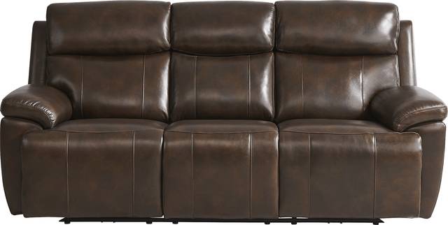 Barolo Brown Leather Triple Power Reclining Sofa with Massage and Heat - Thumbnail - Image 3