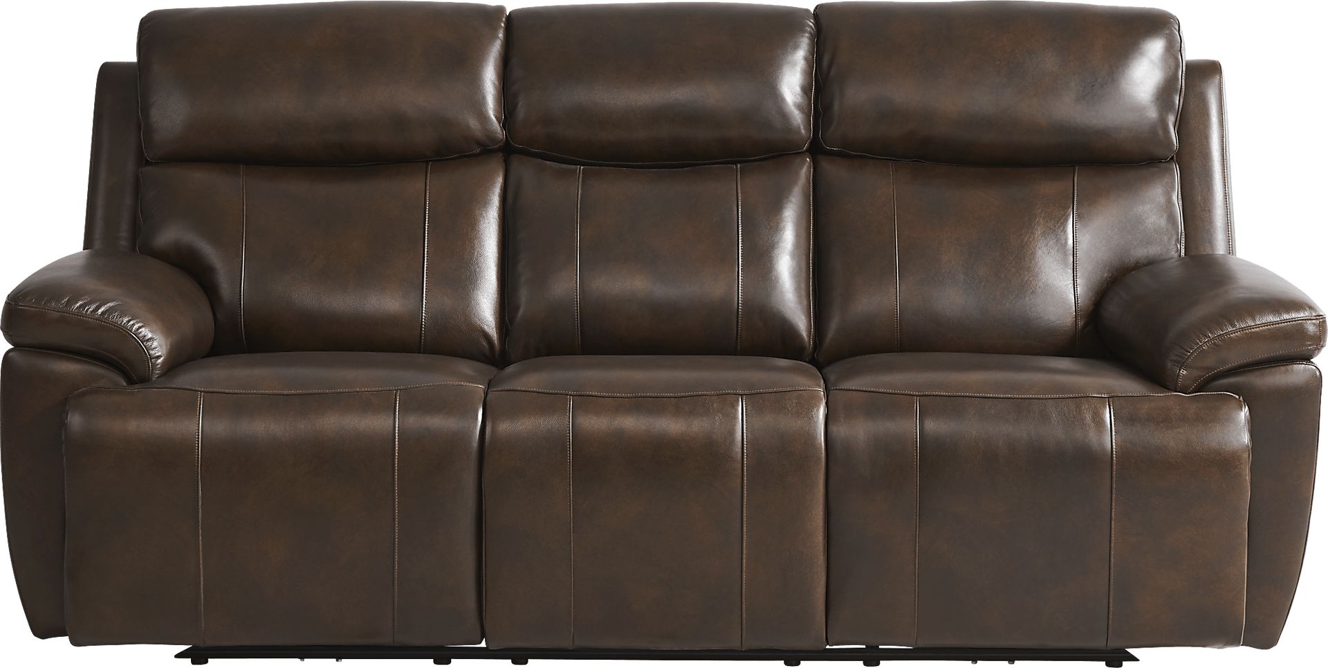 Barolo Brown Leather Triple Power Reclining Sofa with Massage and Heat - Image 3