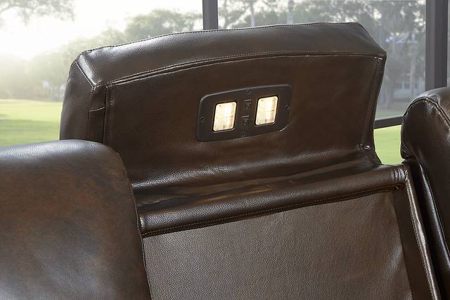 Barolo Brown Leather 2 Pc Triple Power Reclining Living Room with Massage and Heat - Thumbnail - Image 7