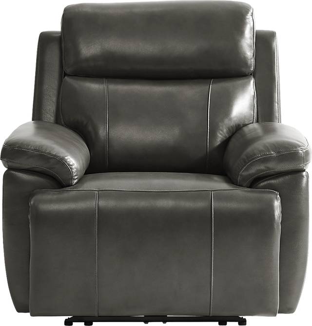 Barolo Dark Gray Leather Triple Power Recliner with Massage and Heat - Thumbnail - Image 2