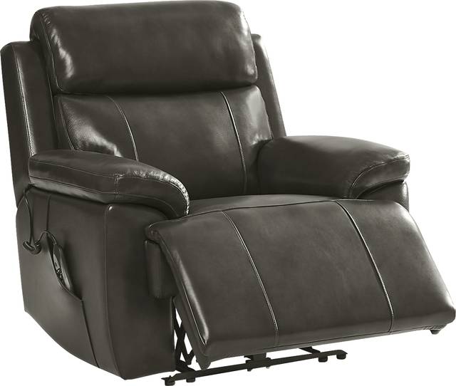 Barolo Dark Gray Leather Triple Power Recliner with Massage and Heat - Thumbnail - Image 3