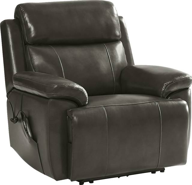 Barolo Dark Gray Leather Triple Power Recliner with Massage and Heat - Thumbnail - Image 1