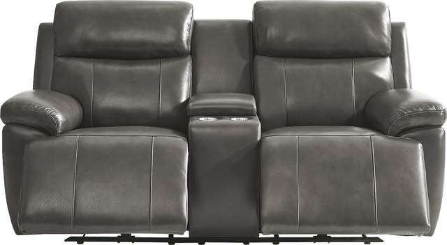Barolo Dark Gray Leather 7 Pc Triple Power Reclining Living Room with Massage and Heat - Thumbnail - Image 15