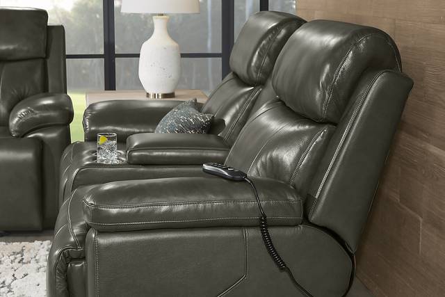 Barolo Dark Gray Leather 7 Pc Triple Power Reclining Living Room with Massage and Heat - Thumbnail - Image 17