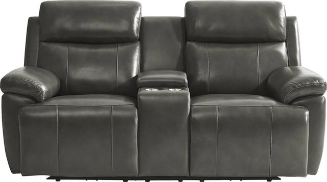 Barolo Dark Gray Leather 7 Pc Triple Power Reclining Living Room with Massage and Heat - Thumbnail - Image 14