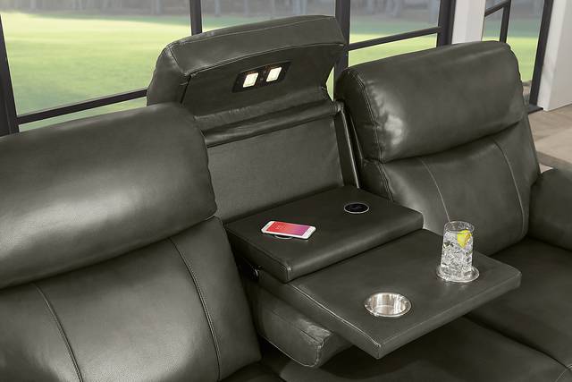 Barolo Dark Gray Leather 7 Pc Triple Power Reclining Living Room with Massage and Heat - Thumbnail - Image 13