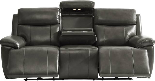 Barolo Dark Gray Leather 7 Pc Triple Power Reclining Living Room with Massage and Heat - Thumbnail - Image 5