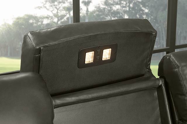Barolo Dark Gray Leather 7 Pc Triple Power Reclining Living Room with Massage and Heat - Thumbnail - Image 7