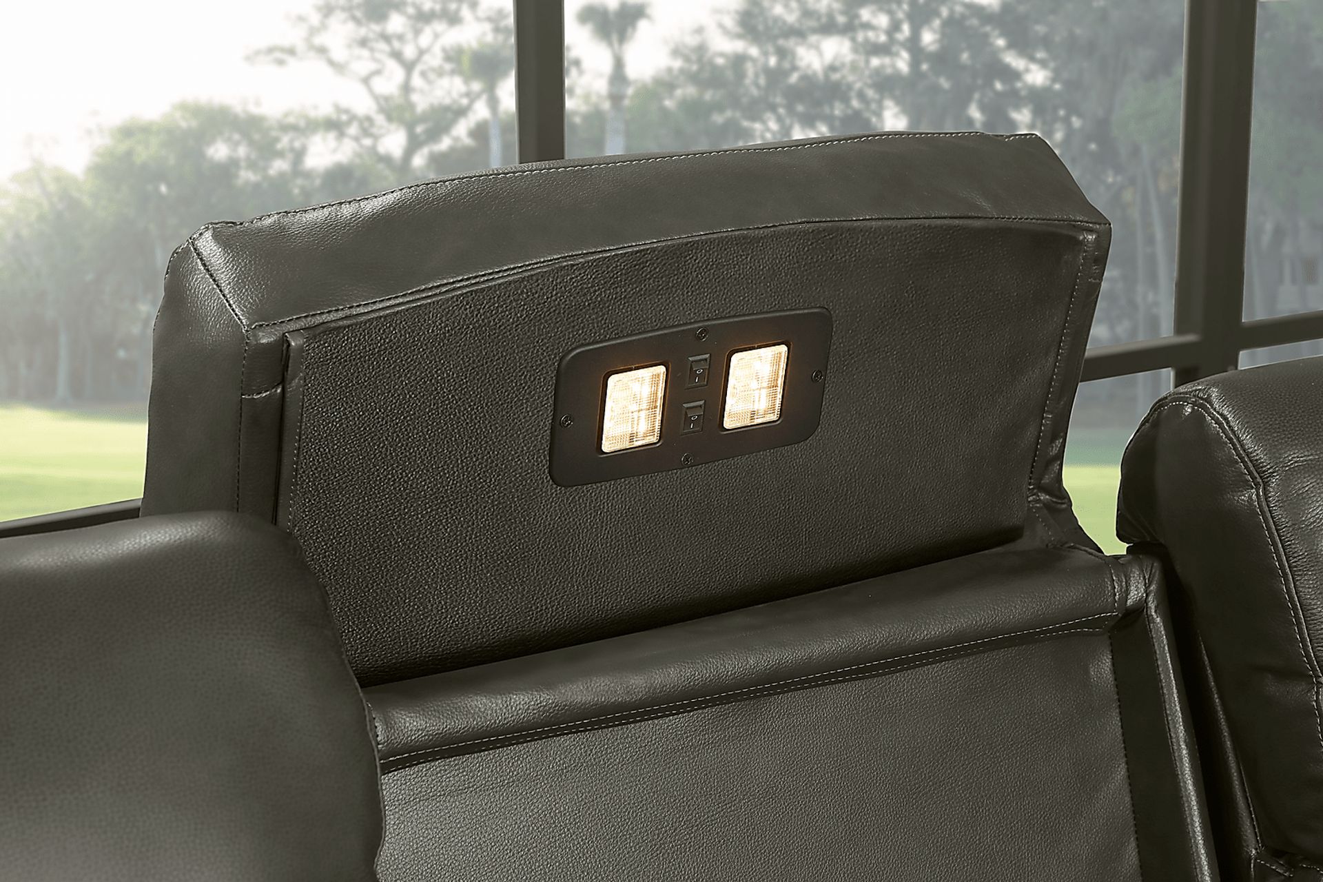 Barolo Dark Gray Leather Triple Power Reclining Sofa with Massage and Heat - Image 6
