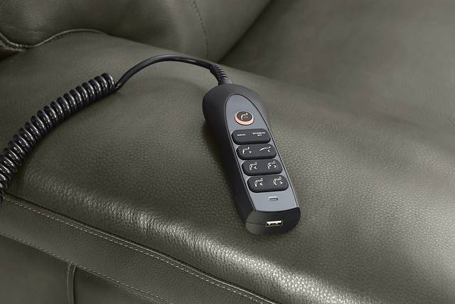 Barolo Dark Gray Leather 7 Pc Triple Power Reclining Living Room with Massage and Heat - Thumbnail - Image 8