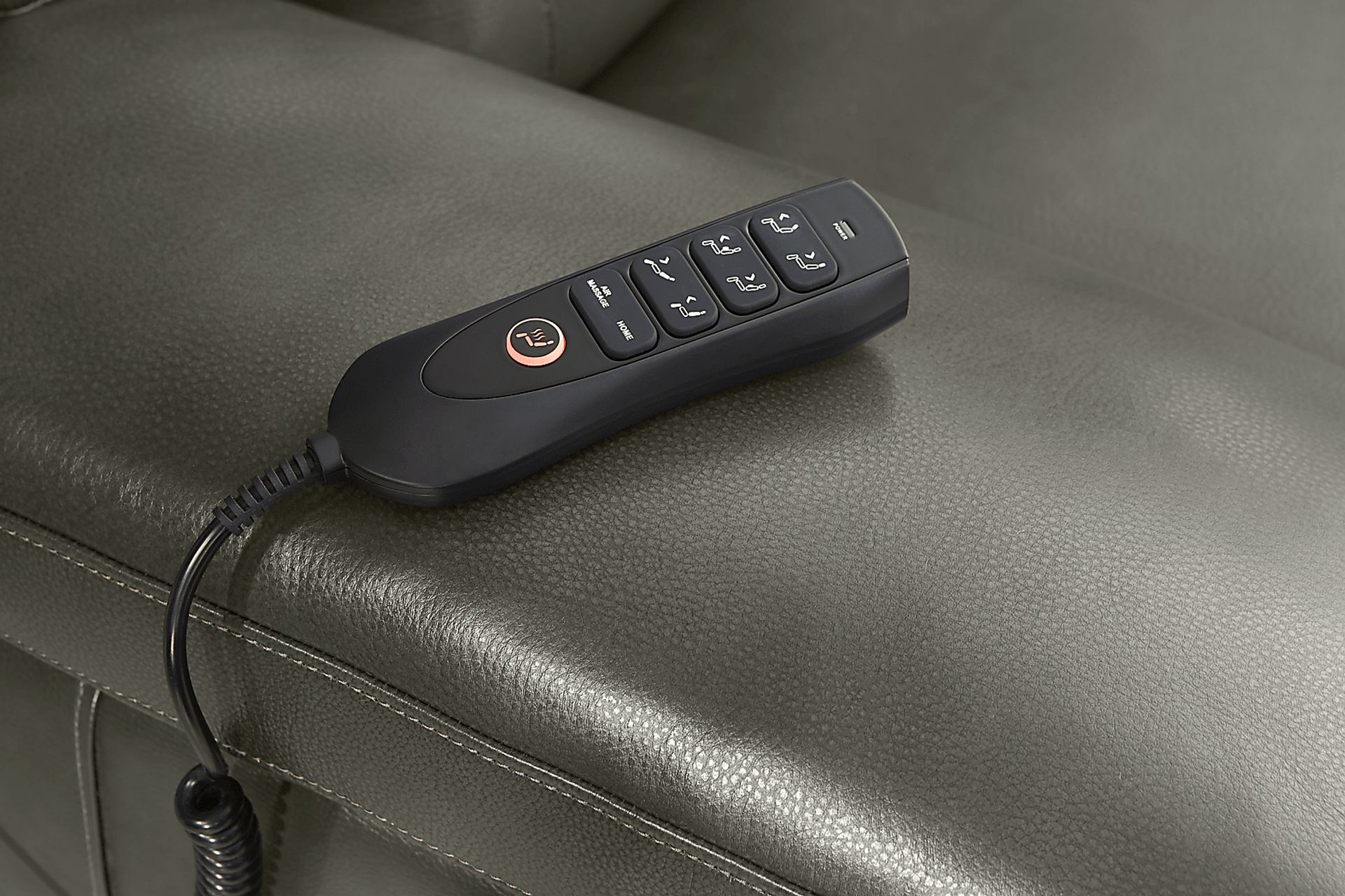 Barolo Dark Gray Leather Triple Power Reclining Sofa with Massage and Heat - Image 8