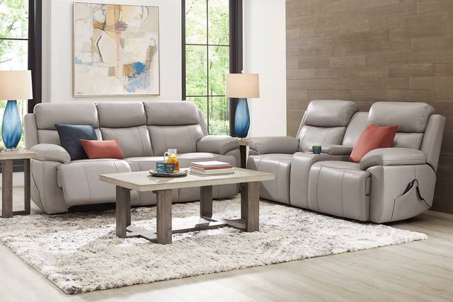 Barolo Dove Leather Triple Power Reclining Sofa with Massage and Heat - Thumbnail - Image 2