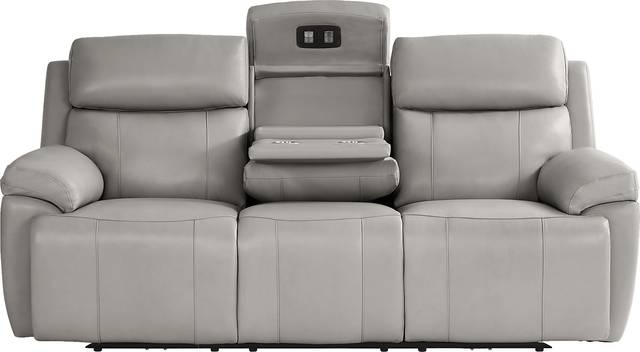 Barolo Dove Leather Triple Power Reclining Sofa with Massage and Heat - Thumbnail - Image 4