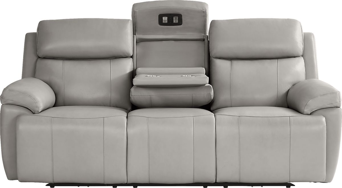 Barolo 5 Pc Dove Gray Leather Triple Power Reclining Living Room Set ...