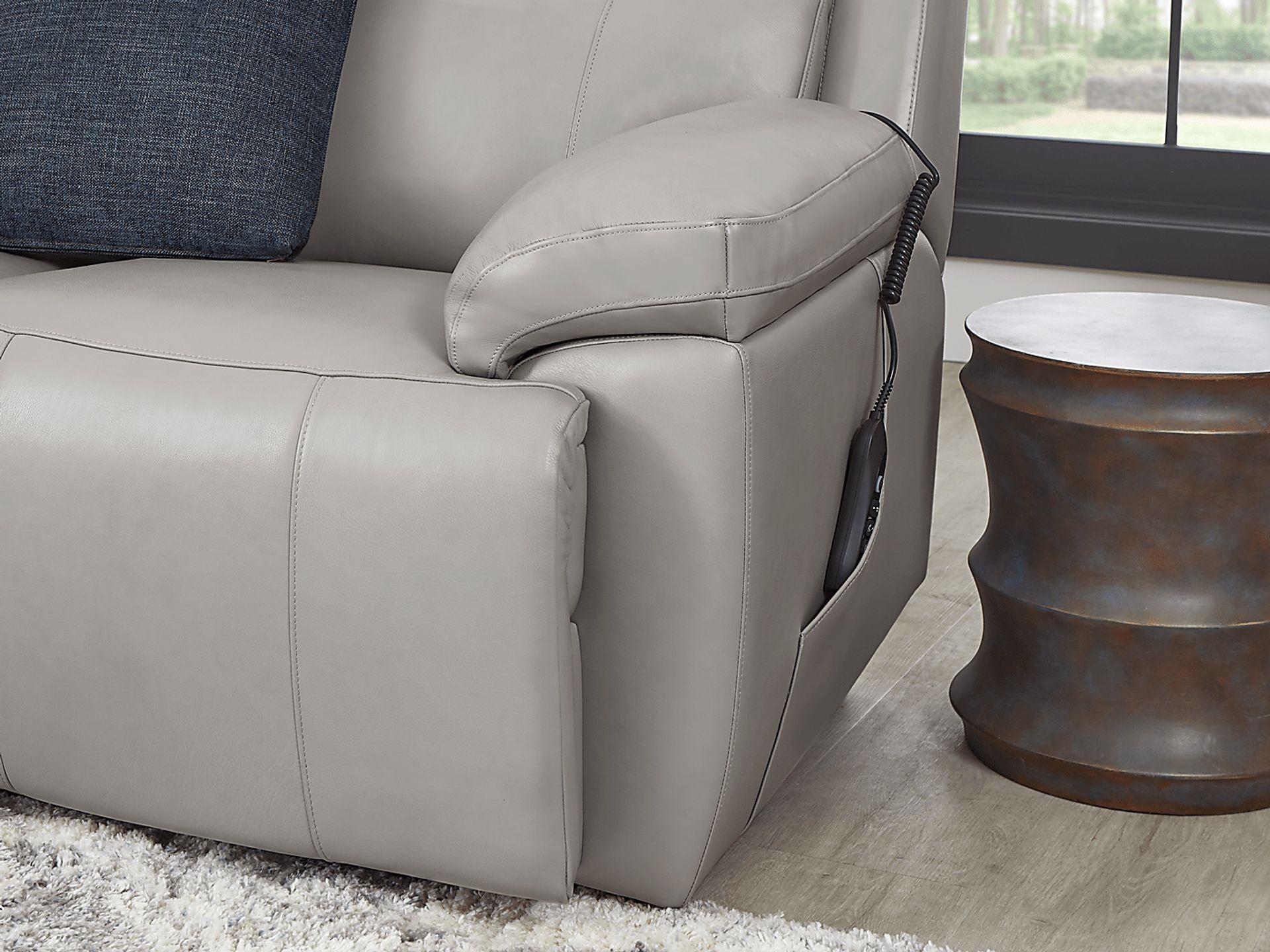 Barolo Dove Leather 5 Pc Triple Power Reclining Living Room with Massage and Heat - Image 8