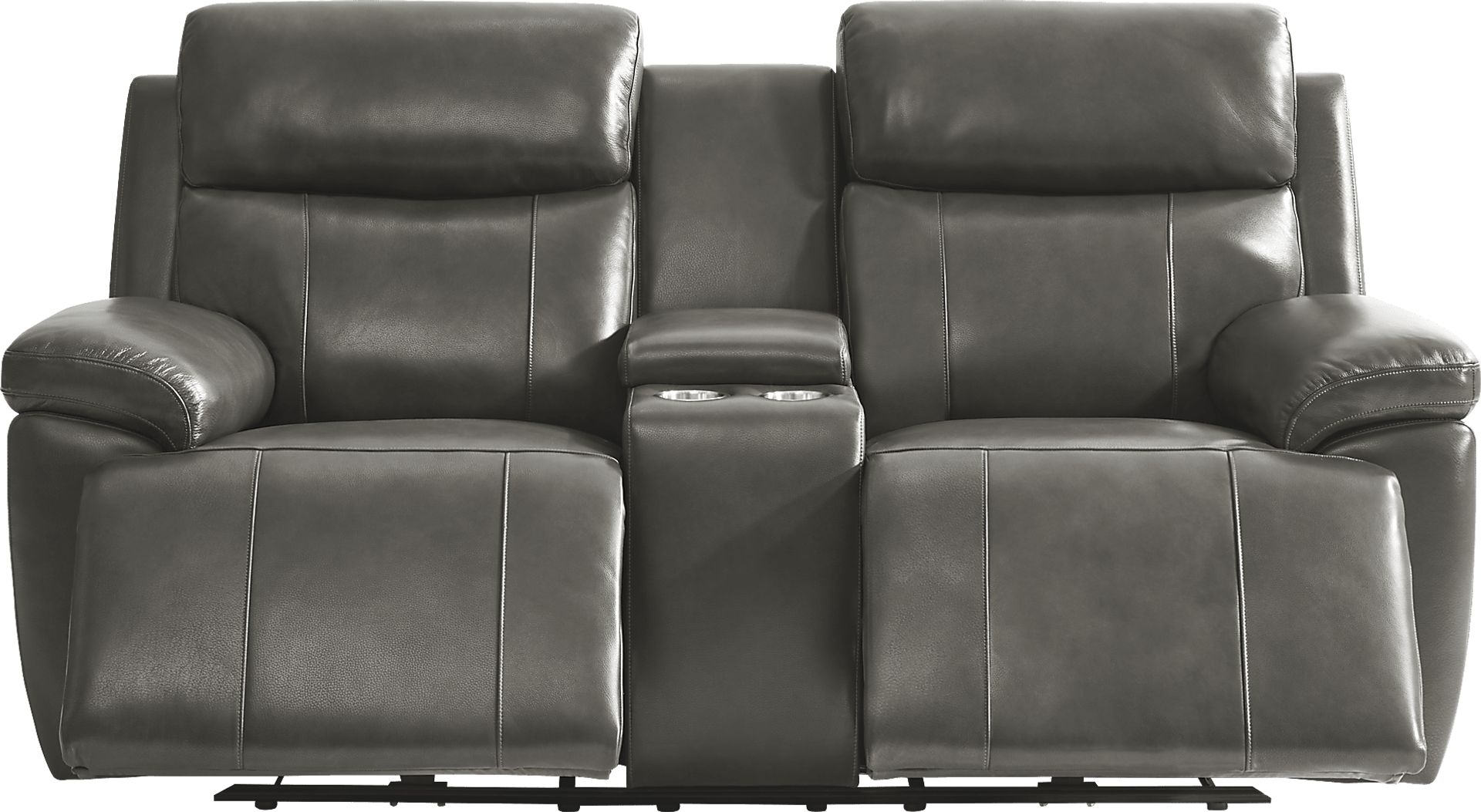 Barolo Gray Leather 5 Pc Triple Power Reclining Living Room with Massage and Heat - Image 15