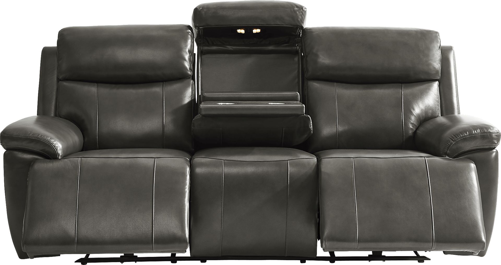 Barolo Gray Leather 5 Pc Triple Power Reclining Living Room with Massage and Heat - Image 5